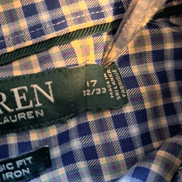 Lauren Ralph Lauren Classic Fit Long Sleeve Button Shirt Plaid Non Iron 17 32/33 - Picture 4 of 12